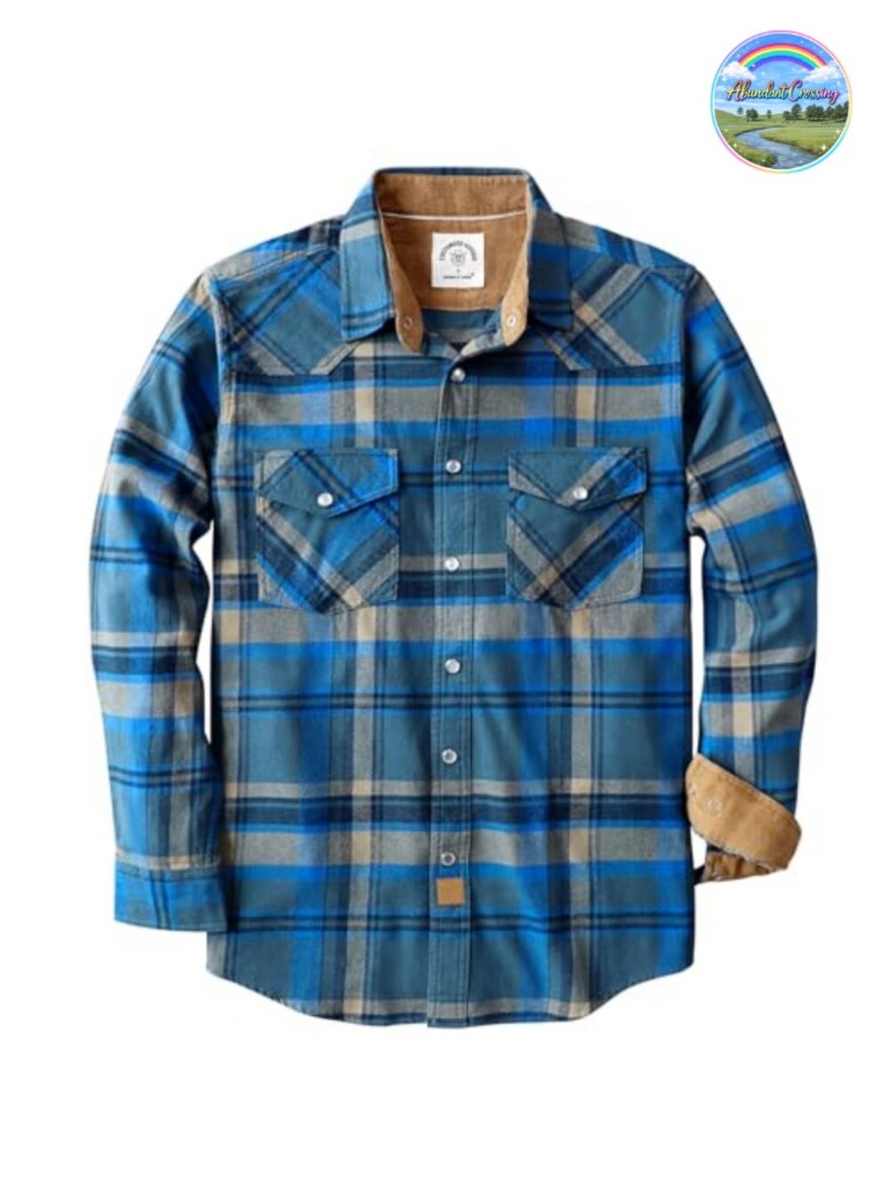 100% Cotton Flannel Shirt Men Western Pearl Snap Long Sleeve Button Down Plaid